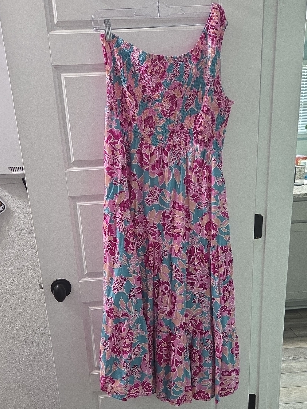 Pink Floral One-Shoulder Sundress